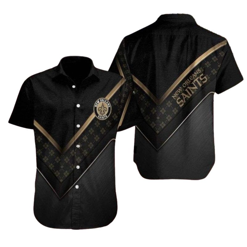 New Orleans Saints Multi Logo Black Hawaiian Shirt - Moonbestprint