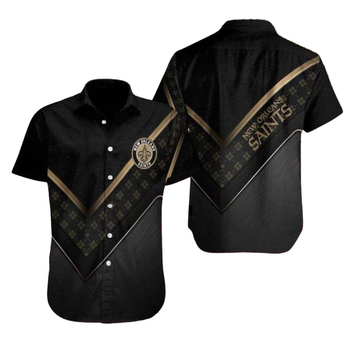 New Orleans Saints Multi Logo Black Hawaiian Shirt - Moonbestprint