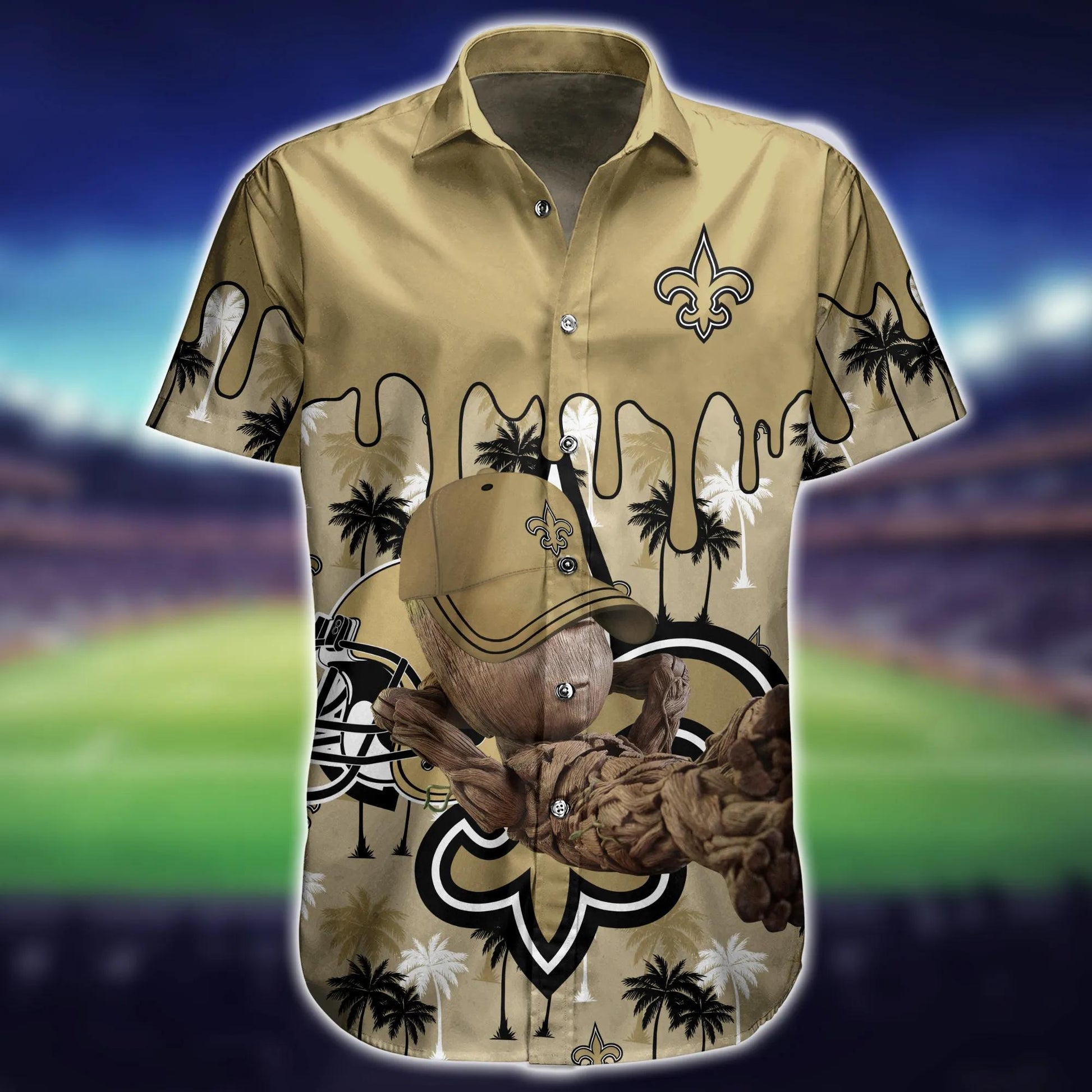 New Orleans Saints NFL Groot Relaxing Hawaiian Shirt, NFL Hawaiian Shirt Moonbestprint
