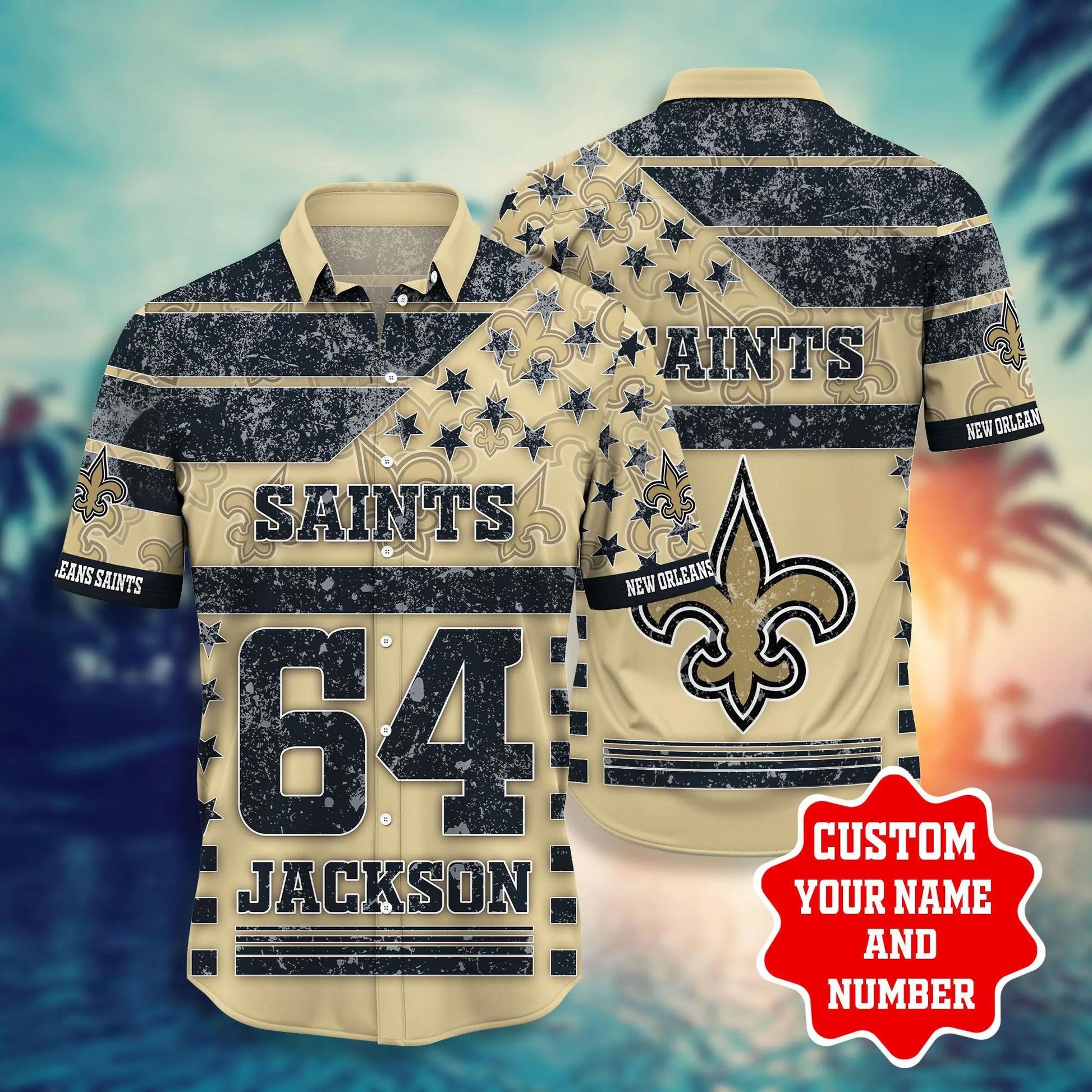 New Orleans Saints NFL Star Custom Name Hawaiian Shirt, NFL Hawaiian Shirt Moonbestprint