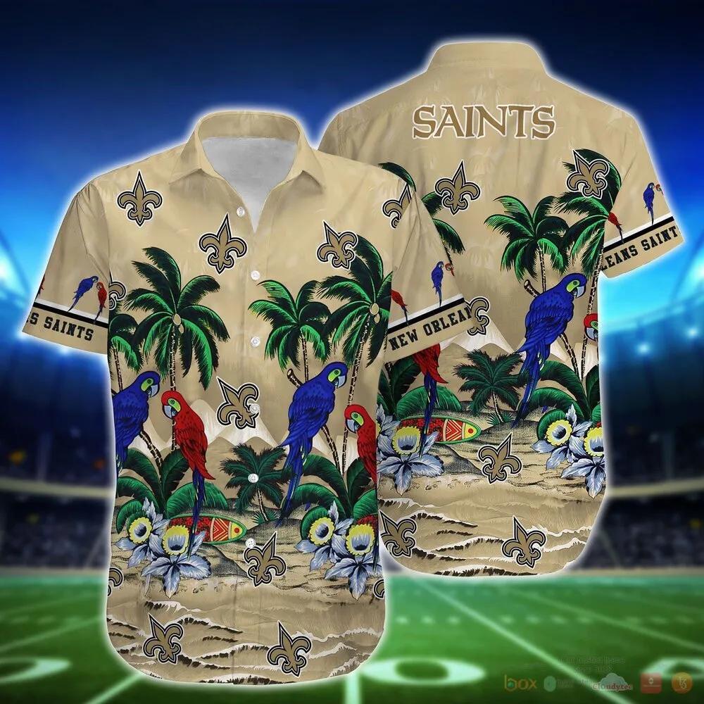 New Orleans Saints Parrot Island NFL Hawaiian Shirt, NFL Hawaiian Shirt Moonbestprint