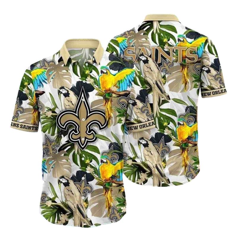 New Orleans Saints Parrot Tropical Hawaiian Shirt - Moonbestprint
