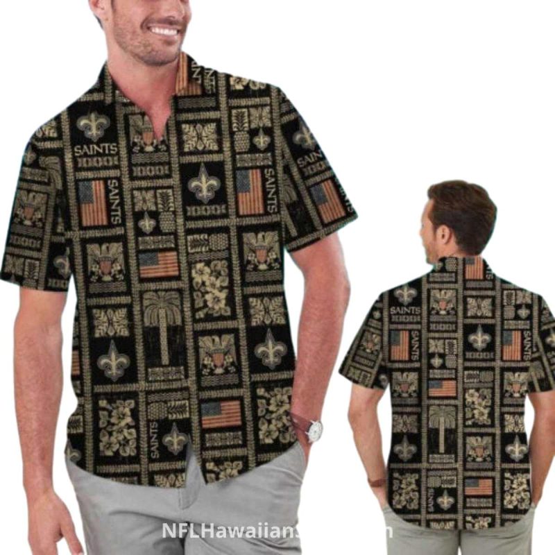 New Orleans Saints Polynesian Tribal Pattern Hawaiian Shirt - Moonbestprint