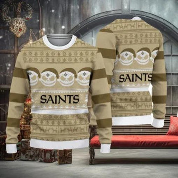 New Orleans Saints Pumpkin Christmas Sweater, NFL Chritsmas Sweater Moonbestprint