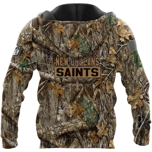 New Orleans Saints Realtree Hunting Camo 3D Hoodie, NFL Hoodie Moonbestprint