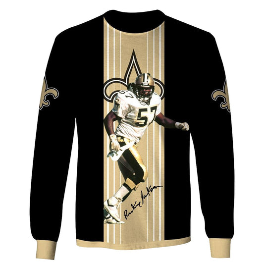 New Orleans Saints Rickey Jackson No 57 Jersey With Signature AOP Sweatshirt - Moonbestprint