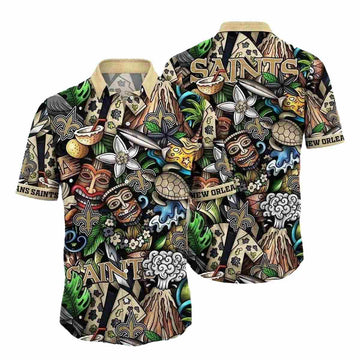 New Orleans Saints Saints Tribal Totem Hawaiian Shirt - Moonbestprint