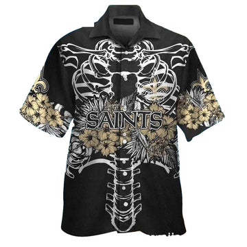 New Orleans Saints Skeleton Halloween Hawaiian Shirt - Moonbestprint