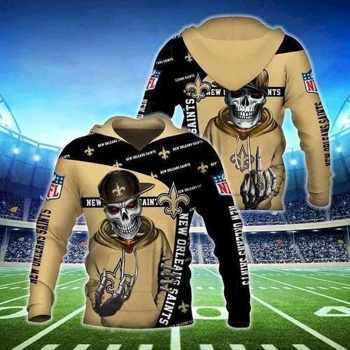 New Orleans Saints Skeleton Hip Hop 3D Hoodie, NFL Hoodie Moonbestprint
