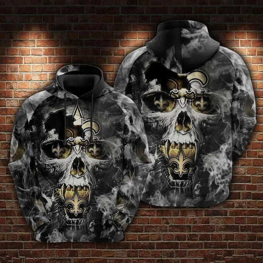 New Orleans Saints Skull 3D Hoodie, NFL Hoodie Moonbestprint