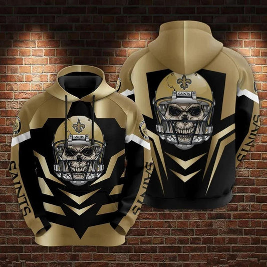 New Orleans Saints Skull Football 3D Hoodie, NFL Hoodie Moonbestprint