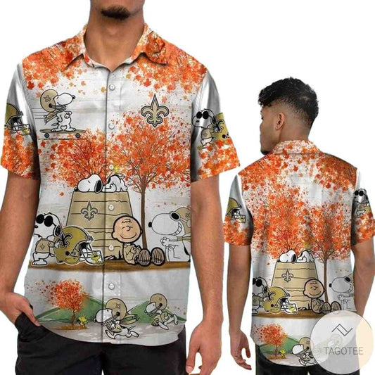 New Orleans Saints Snoopy Autumn Hawaiian Shirt - Moonbestprint