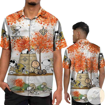 New Orleans Saints Snoopy Autumn Hawaiian Shirt - Moonbestprint