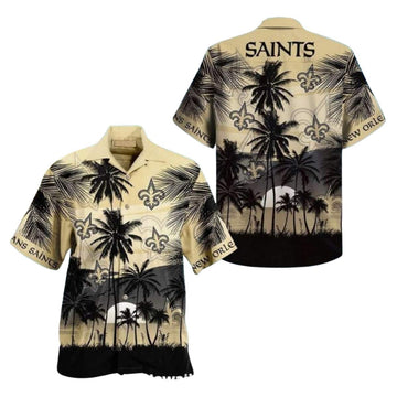 New Orleans Saints Sunset Palm Tree Vibes Hawaiian Shirt - Moonbestprint
