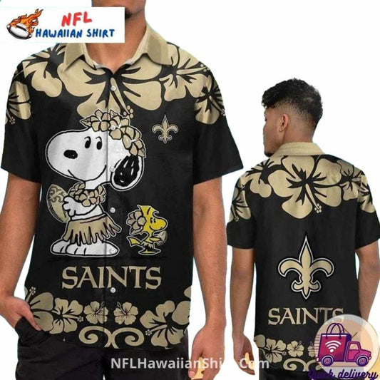 New Orleans Saints Snoopy Hula Hawaiian Shirt - Moonbestprint