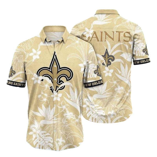 New Orleans Saints Spirit White Floral Hawaiian Shirt - Moonbestprint
