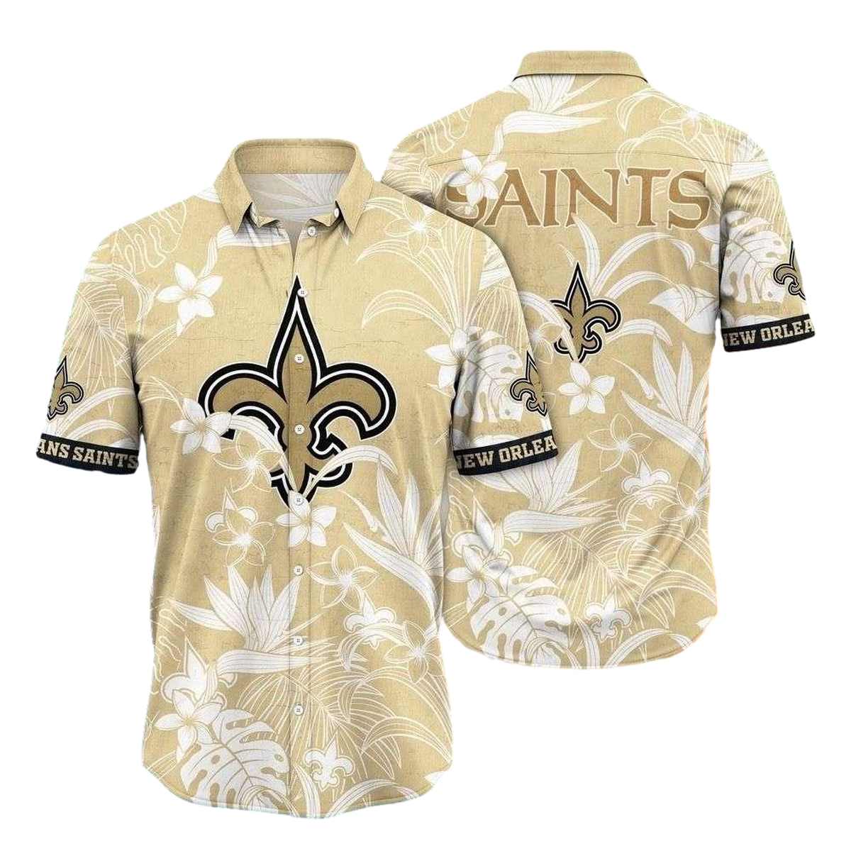 New Orleans Saints Spirit White Floral Hawaiian Shirt - Moonbestprint