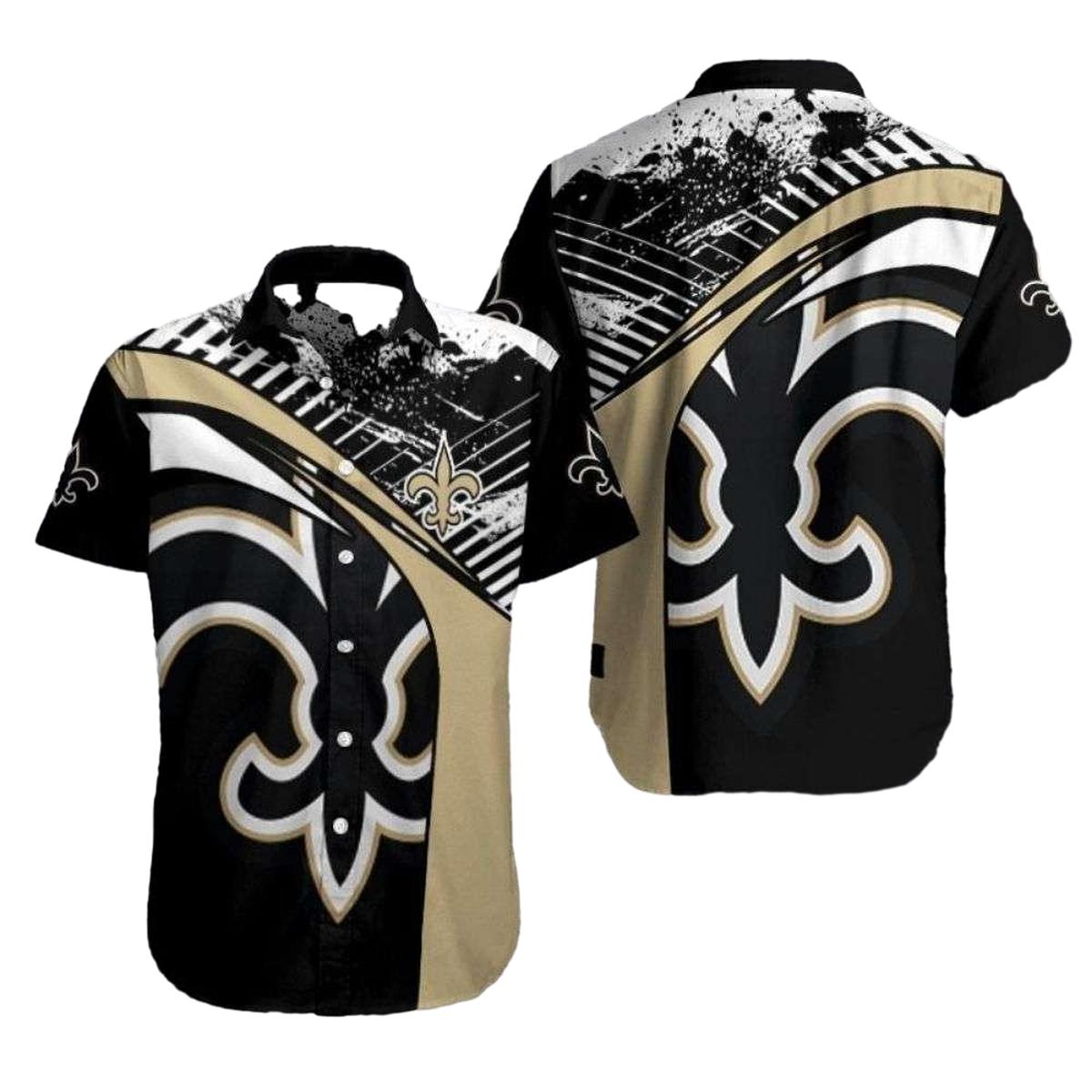 New Orleans Saints Splattered Elegance Hawaiian Shirt - Moonbestprint