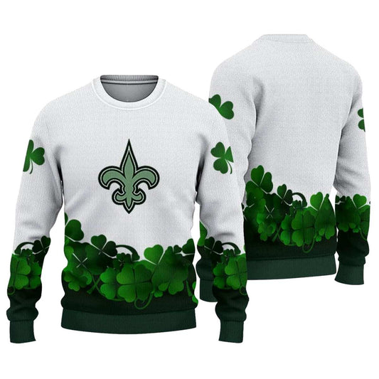 New Orleans Saints St Patrick Day And White AOP Sweatshirt - Moonbestprint