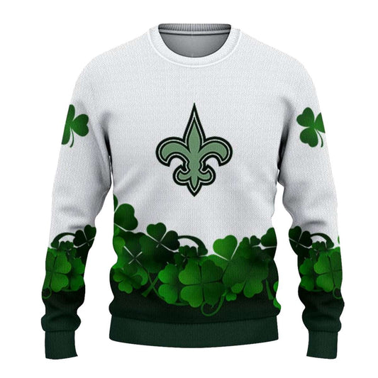 New Orleans Saints St Patrick Day And White AOP Sweatshirt - Moonbestprint
