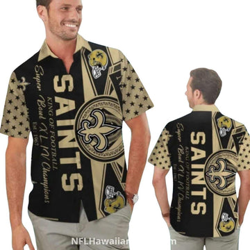New Orleans Saints Super Bowl Champions Gold And Black Hawaiian Shirt - Moonbestprint