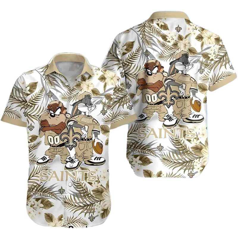 New Orleans Saints Taz And Bugs Tropical Hawaiian Shirt - Moonbestprint