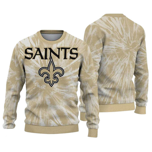 New Orleans Saints Tie Dye Designs Gold AOP Sweatshirt - Moonbestprint