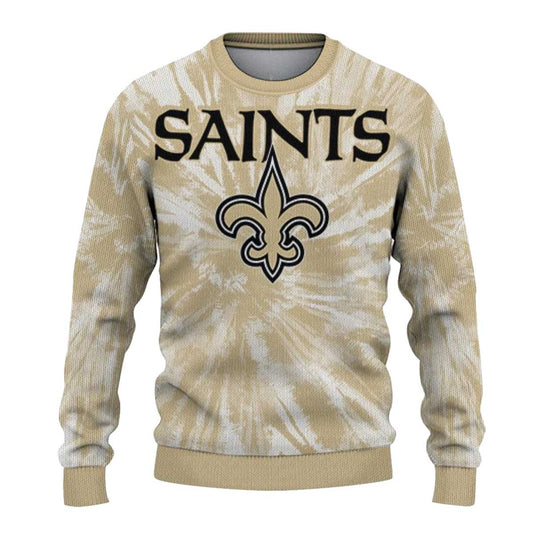 New Orleans Saints Tie Dye Designs Gold AOP Sweatshirt - Moonbestprint