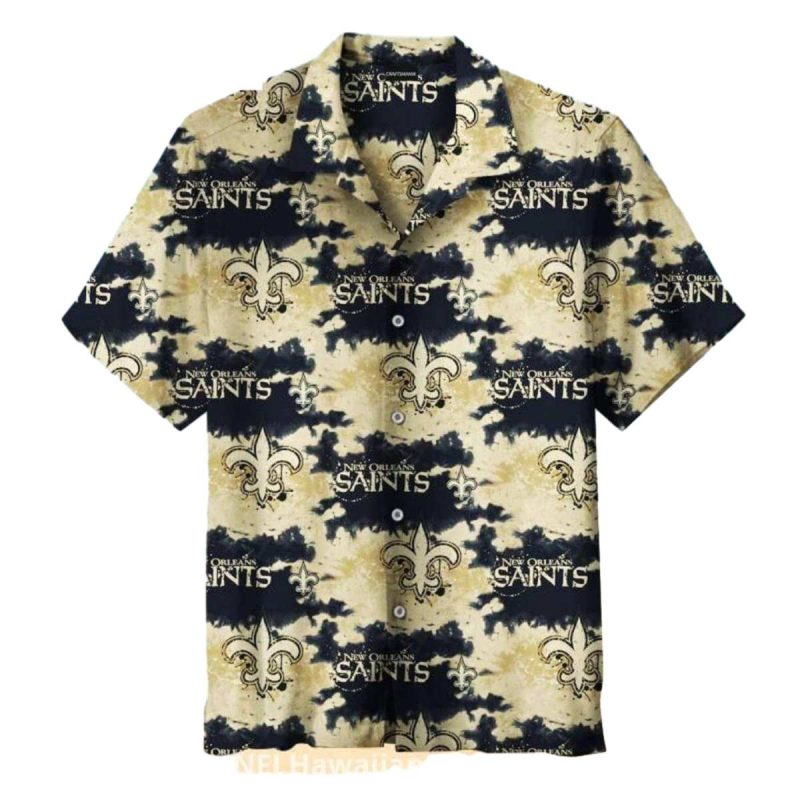 New Orleans Saints Tie Dye Gold And Black Hawaiian Shirt - Moonbestprint