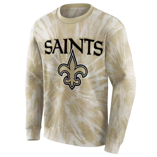 New Orleans Saints Tie Dye Pattern Gold AOP Sweatshirt - Moonbestprint