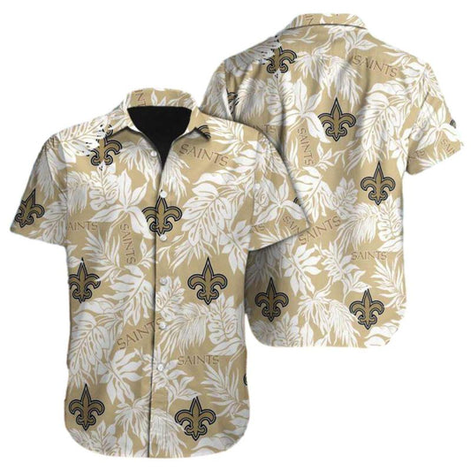 New Orleans Saints Tropical Leafs Hawaiian Shirt - Moonbestprint