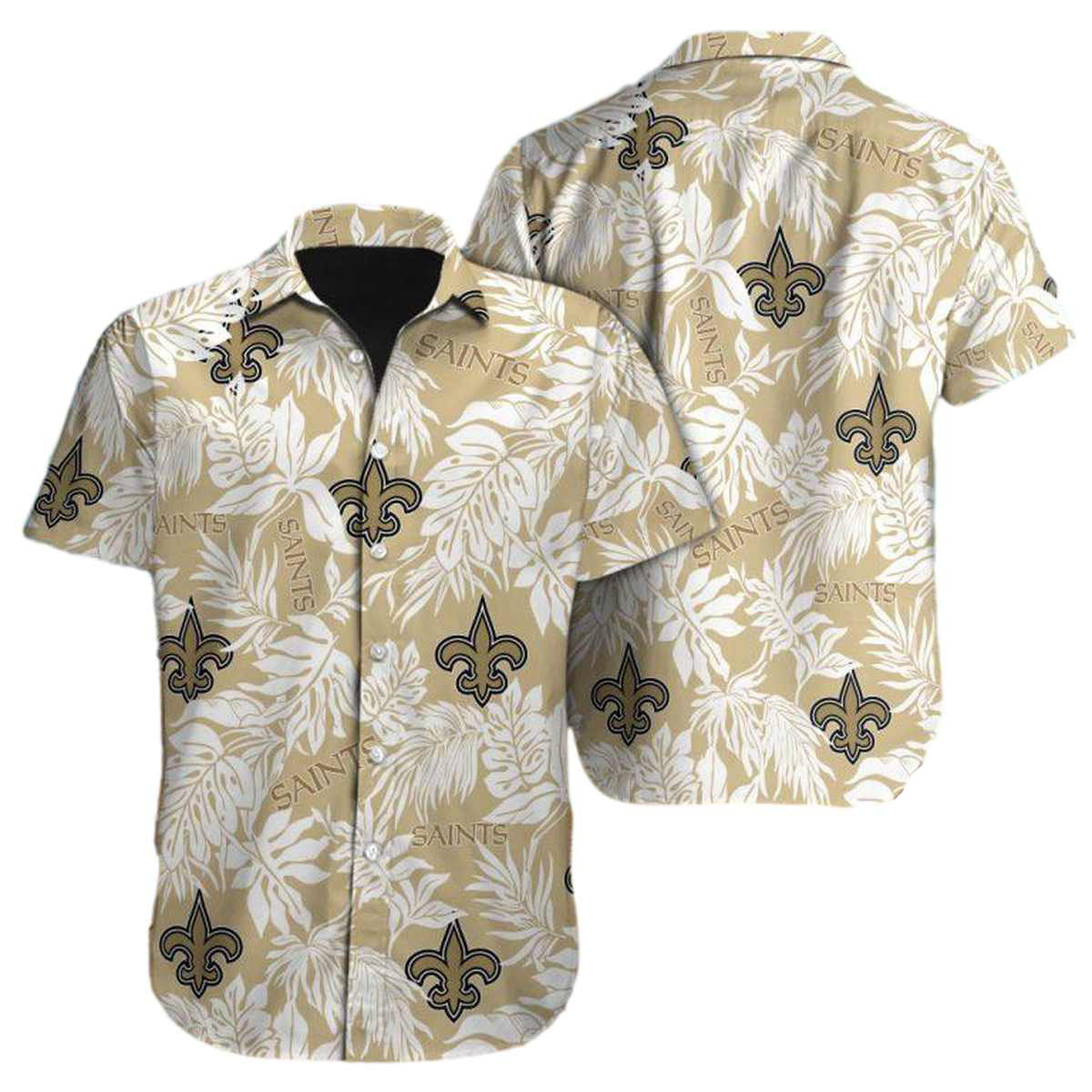 New Orleans Saints Tropical Leafs Hawaiian Shirt - Moonbestprint