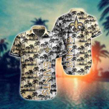 New Orleans Saints Tropical Mix Color Pattern Hawaiian Shirt, NFL Hawaiian Shirt Moonbestprint