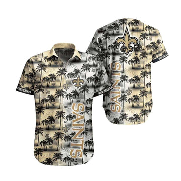 New Orleans Saints Tropical Palm Tree And Sunset Pattern Hawaiian Shirt - Moonbestprint
