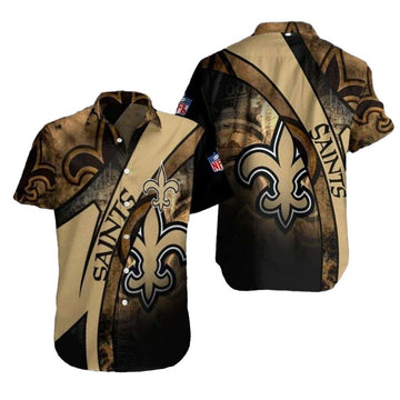New Orleans Saints Vintage Camouflage Hawaiian Shirt - Moonbestprint