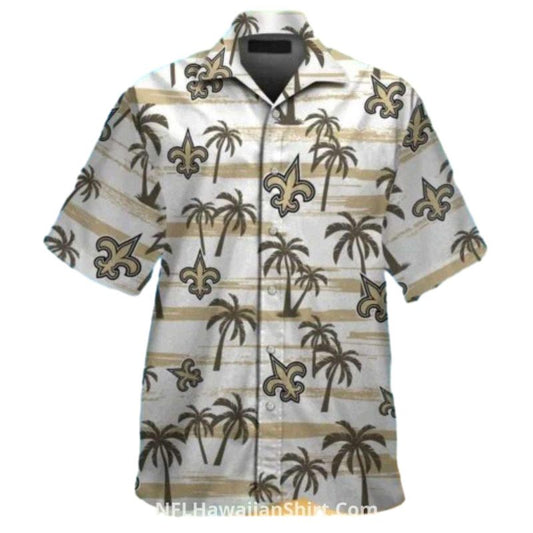 New Orleans Saints Vintage Palm And Stripes Hawaiian Shirt - Moonbestprint