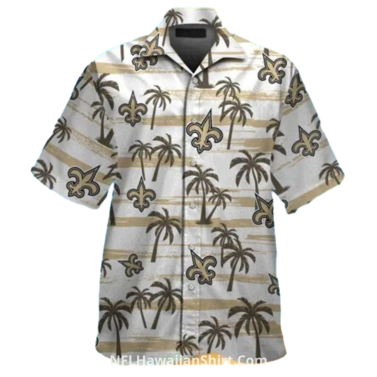 New Orleans Saints Vintage Palm And Stripes Hawaiian Shirt - Moonbestprint