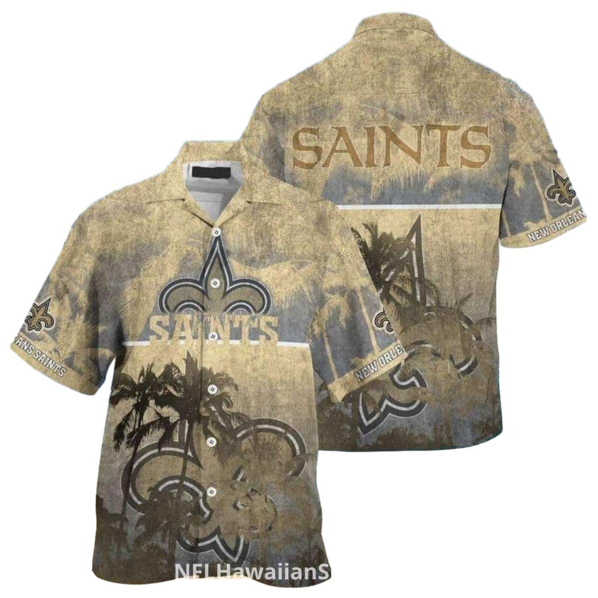 New Orleans Saints Vintage Palm Tree Hawaiian Shirt - Moonbestprint