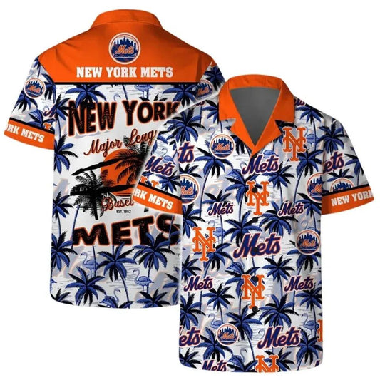 New York Baseball Team Metss Hawaiian Button Shirt, MLB Hawaiian Shirt Moonbestprint