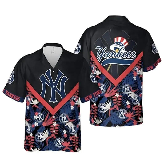 New York Baseball Team Yankeess Hawaiian Button Down Shirt, MLB Hawaiian Shirt Moonbestprint