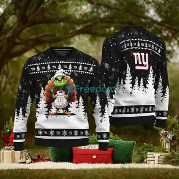 New York Giants Black Grinch Turkey Disguise Thankgiving Ugly Christmas Sweater, NFL Chritsmas Sweater Moonbestprint