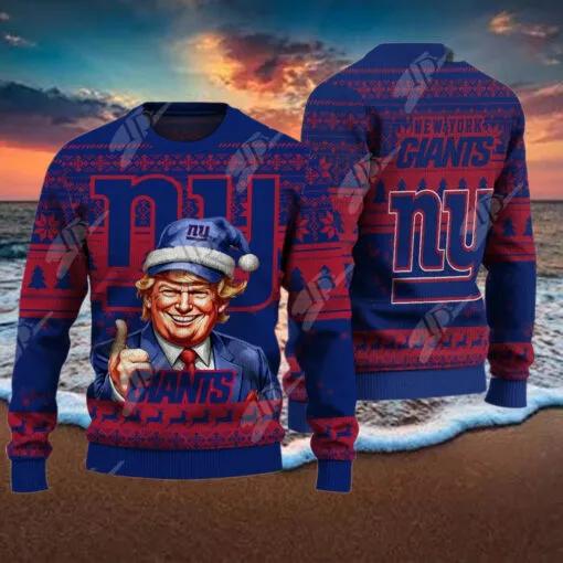 New York Giants Christmas Donald Trump Ugly Christmas Sweater, NFL Chritsmas Sweater Moonbestprint