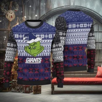 New York Giants Christmas Grinch Ugly Christmas Sweater, NFL Chritsmas Sweater Moonbestprint