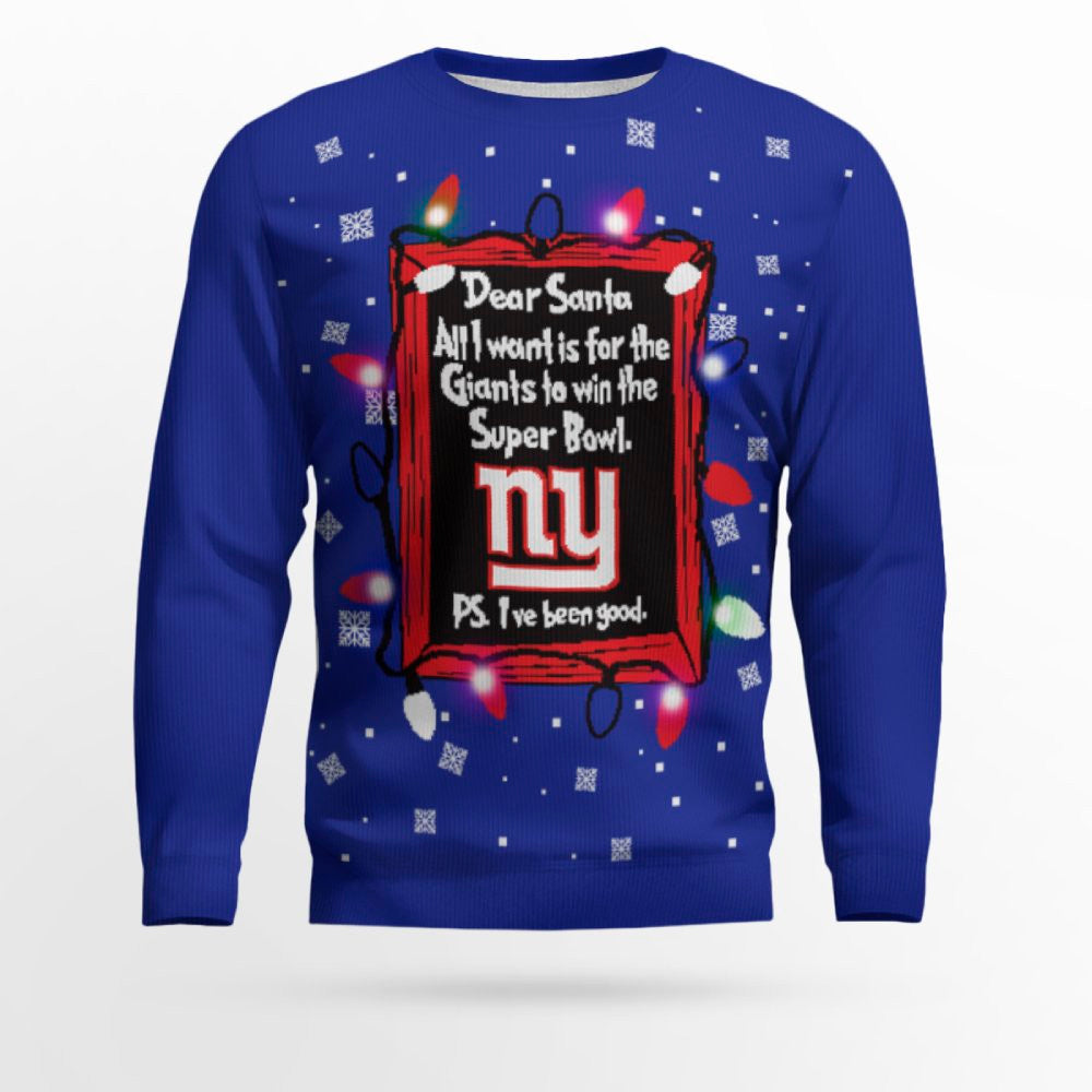 New York Giants Dear Santa To Win Super Bowl Ugly Christmas Sweater 2025 – Moonbestprint