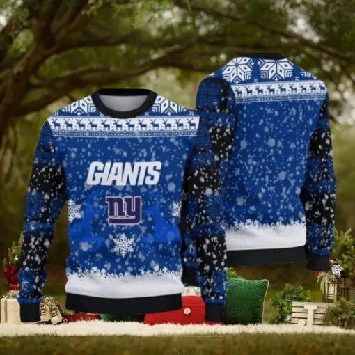 New York Giants Fans Snowstorm Parttern Ugly Christmas Sweaters, NFL Chritsmas Sweater Moonbestprint
