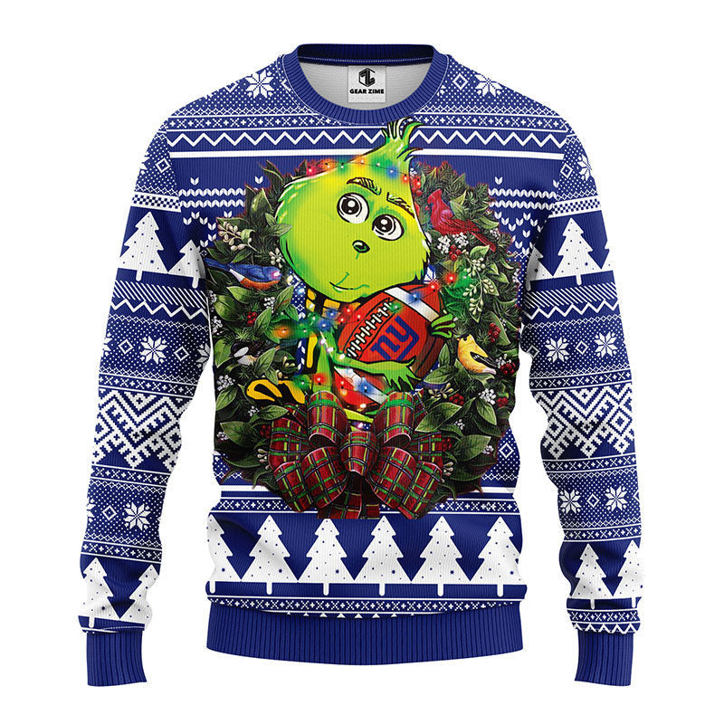 New York Giants Grinch Hug Ugly Christmas Sweater Moonbestprint