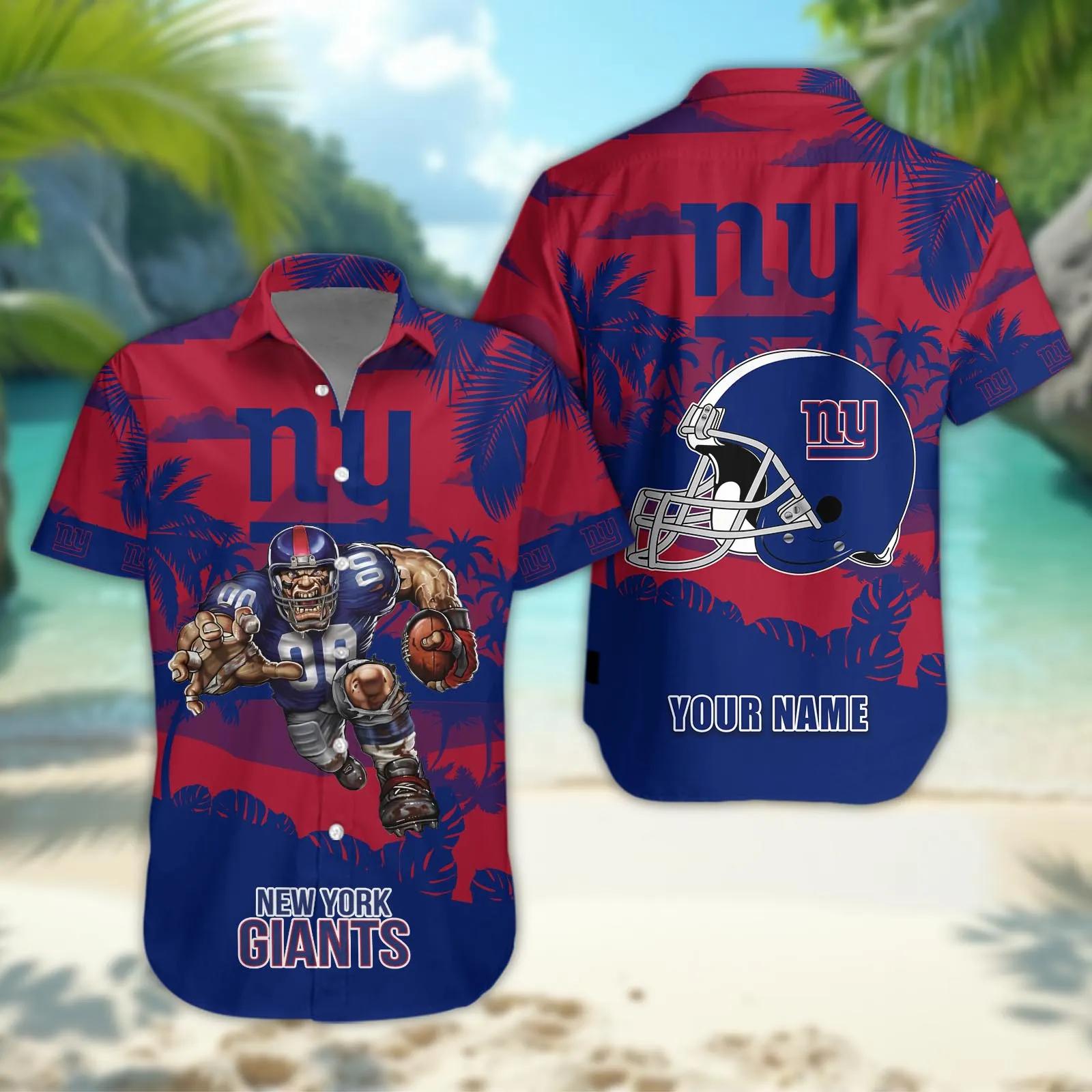 New York Giants Personalized Hawaiian Shirt, NFL Hawaiian Shirt Moonbestprint