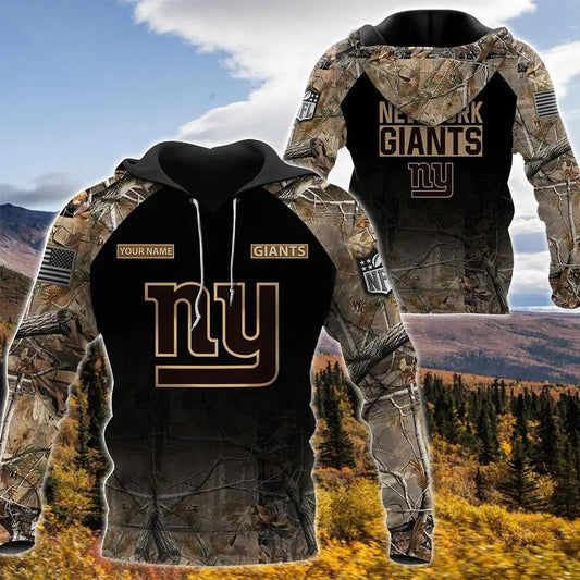 New York Giants Personalized Hunting Camo 3D Hoodie, NFL Hoodie Moonbestprint
