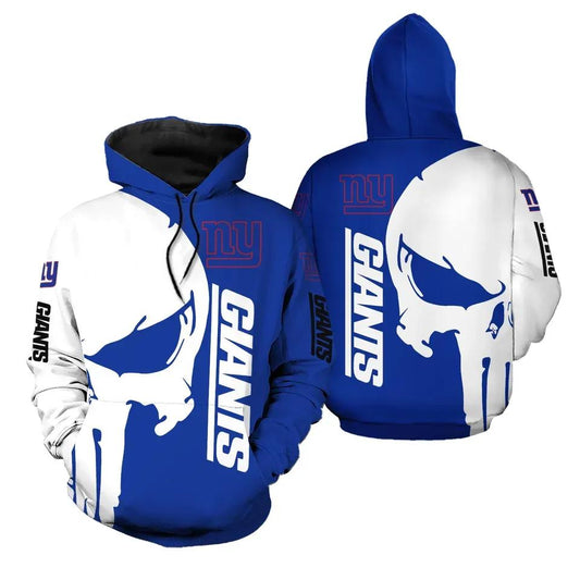 New York Giants Punisher Skull 3D Hoodie, NFL Hoodie Moonbestprint