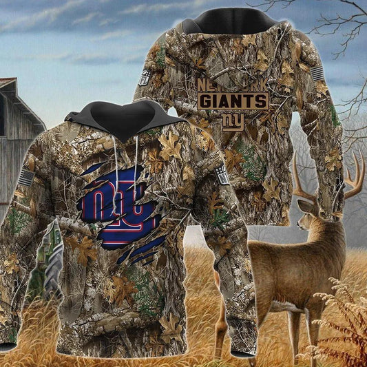 New York Giants Realtree Hunting Camo 3D Hoodie, NFL Hoodie Moonbestprint